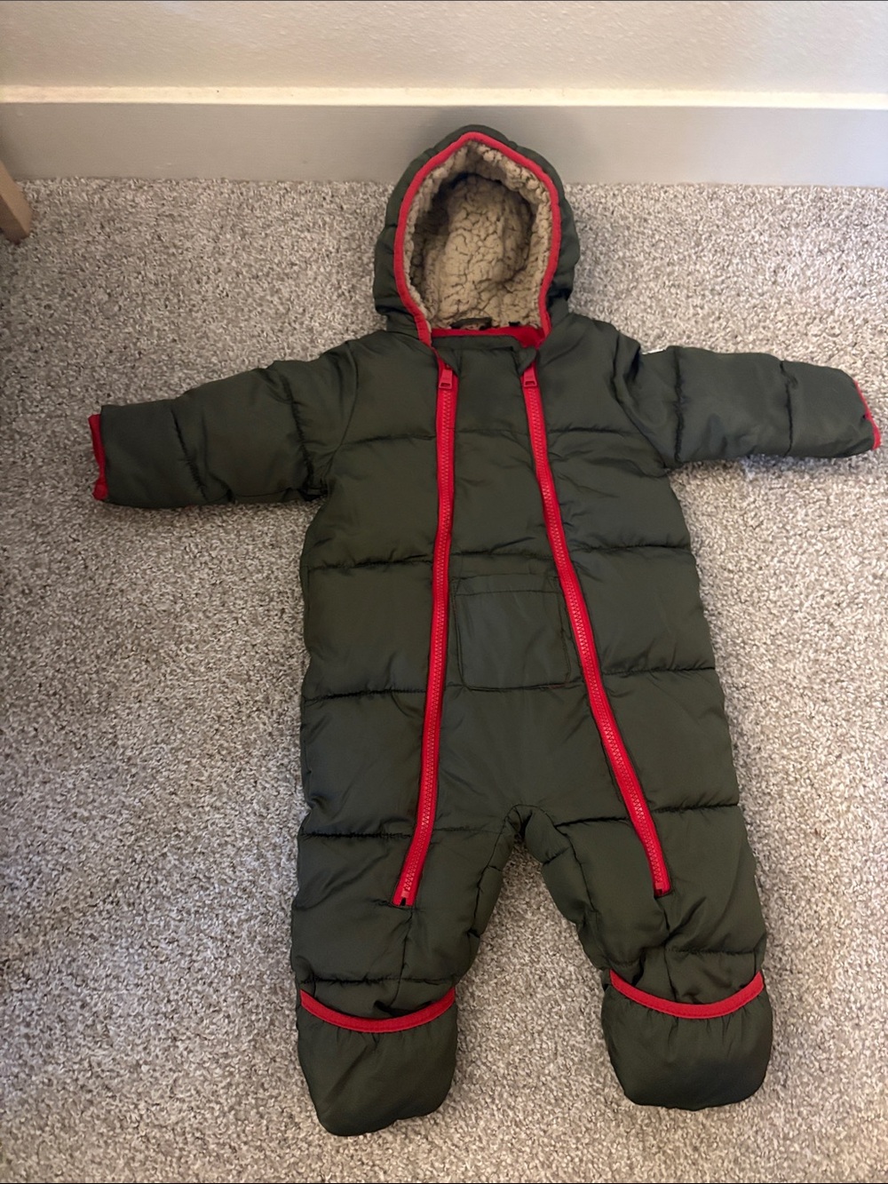 DKNY Olive Green baby snowsuit